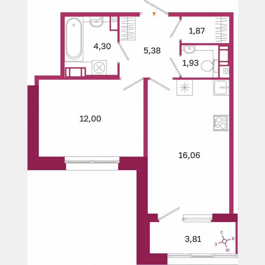1-к. квартира, 43,5 м², 8/10 эт.