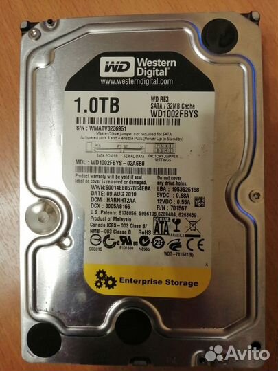 Жесткий диск Western Digital WD 1тб WD1002fbys