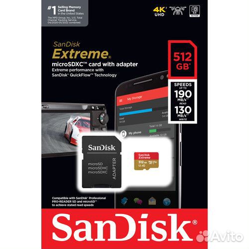 SanDisk 512GB Extreme UHS-I microsdxc + SD Adapter