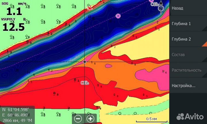 Карта глубин C-MAP RS-Y513 Иртыш, Обь