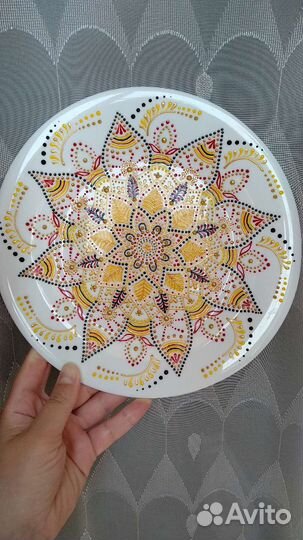 Тарелка декоративная, ручная работа, упи