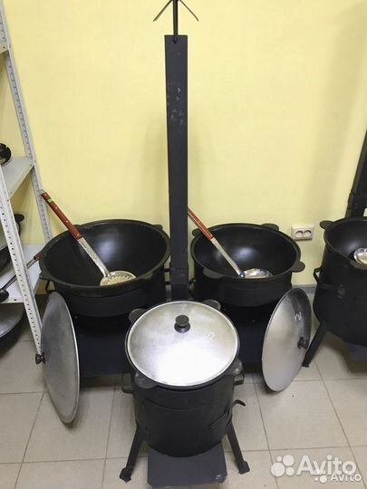 Казан чугунный 8 для дома и улицы + печь