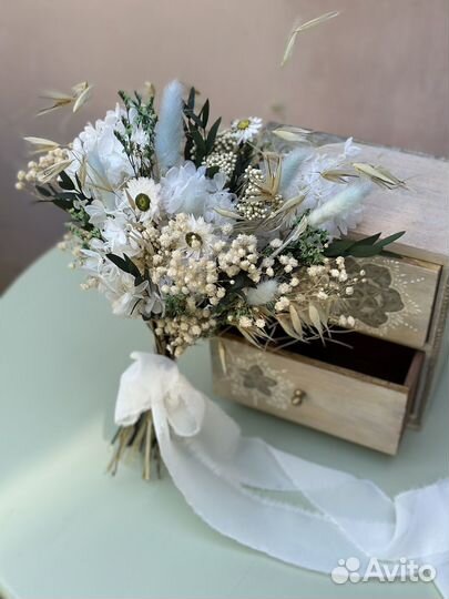 Комплект букет и венок на голову из сухоцветов