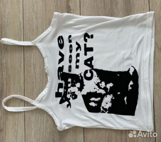 Майка топ с черным котом