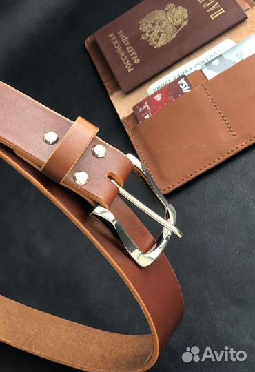 Мужской кожаный ремень ручной работы