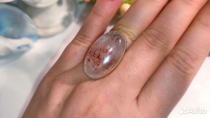 Потрясающее кольцо с рутилом 17,75 р-р серебро 925