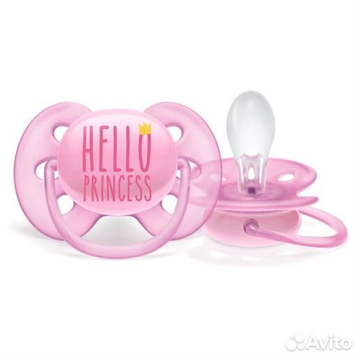 Пустышка ultra soft Hello princess 6-18 мес Avent