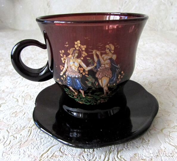 Кофейные пары из чёрного стекла. Набор из 5-ти пар