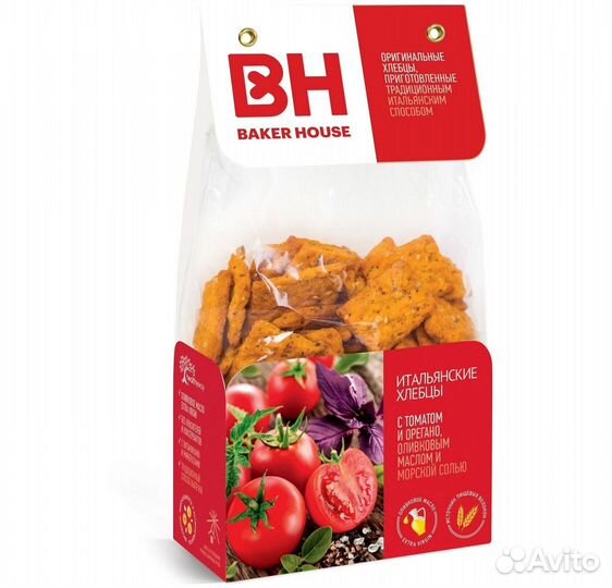 Хлебцы baker house с томатом и орегано 250г