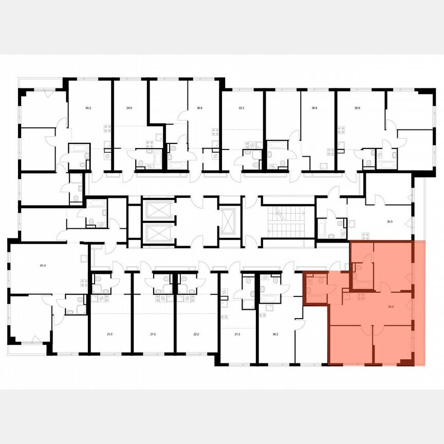 3-к. квартира, 66,9 м², 17/18 эт.