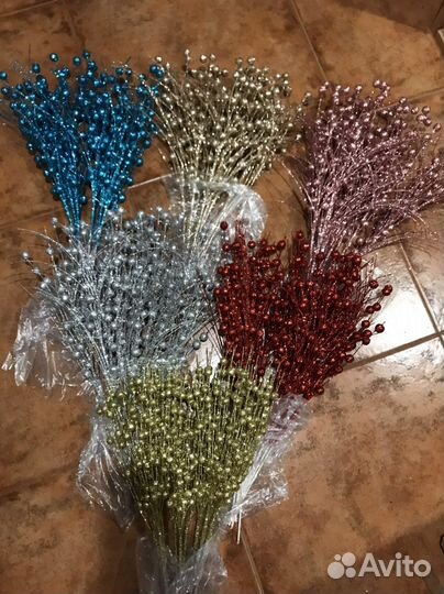 Новогодний декор ветки в блестках