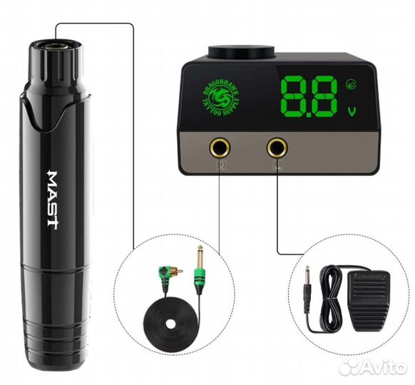 Набор тату-машинка Mast P10, Блок питания, Педаль