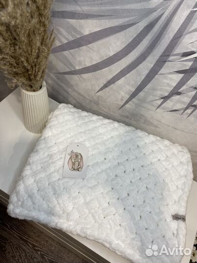 Плед детский плюшевый вязанный