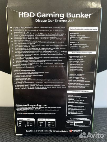 Жесткий диск SureFire Gaming Bunker 1TB черный