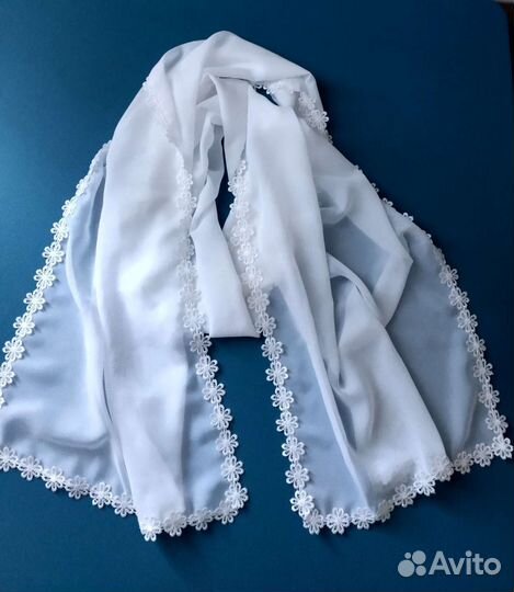 Платок палантин шифоновый белый новый