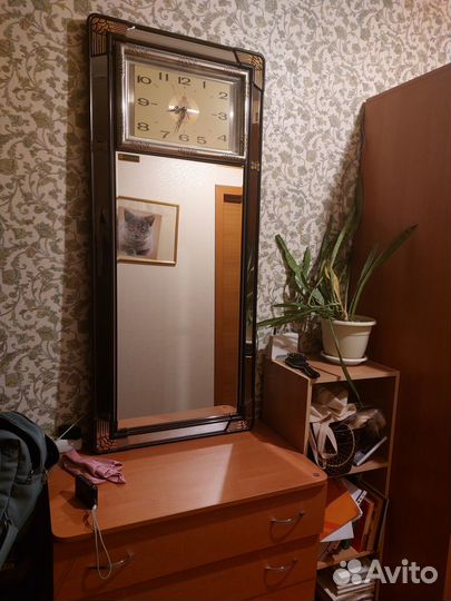 Зеркало с часами, интерьерное. Энка