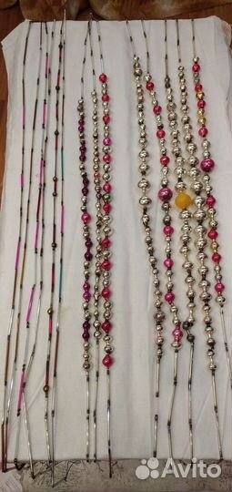 Редкие старинные новогодние гирлянды стеклярус