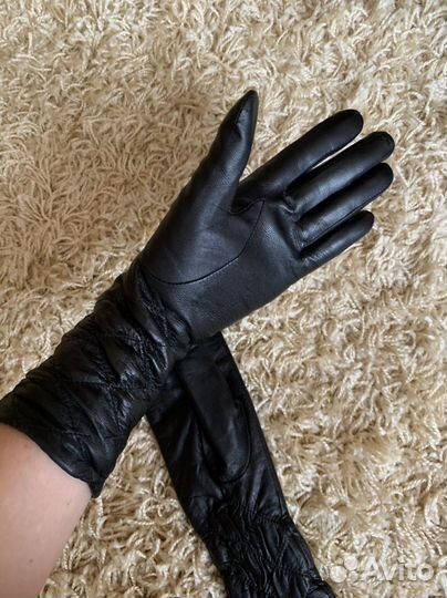 Перчатки женские кожаные новые утепленные 6-6,5