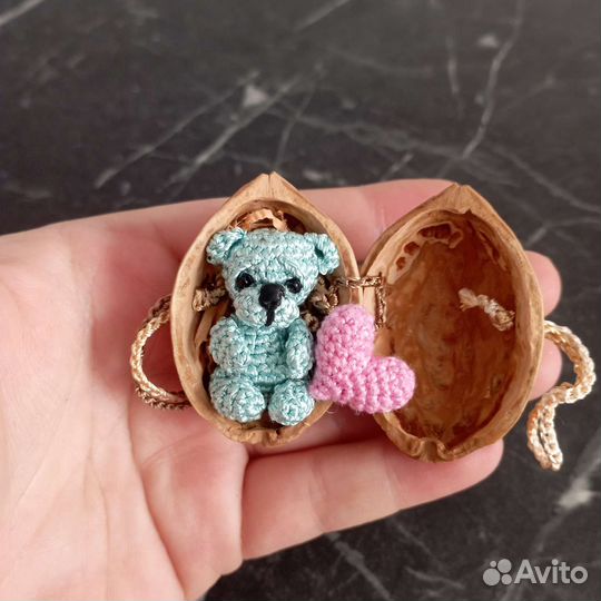 Мини мишка, миниатюра, вязаный микро мишка