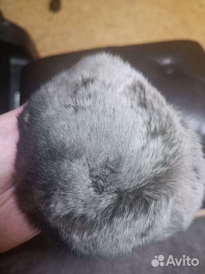 Наушники серые натуральный мех 