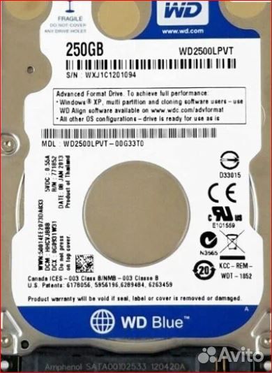 Жесткий диск WD 250Gb SATA2 2,5