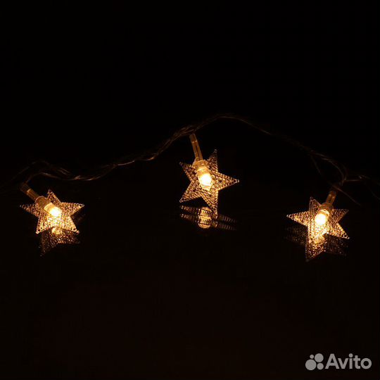 Гирлянда звёзды 40 свд, 5 метров, синяя, малина, ж