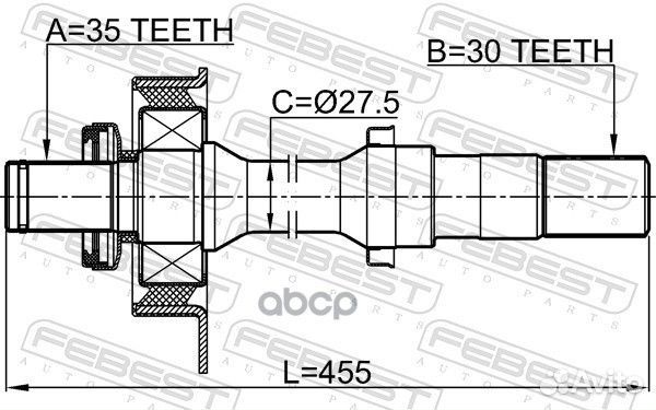 Полуось правая 0512-trib2wdrh Febest