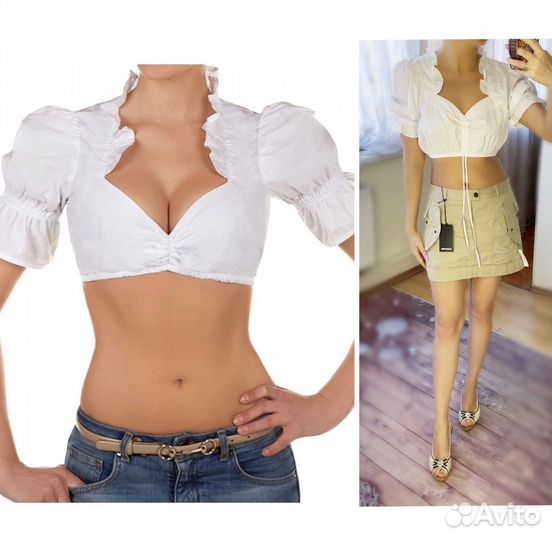 Белый кроп топ в деревенском стиле от Edelnice L