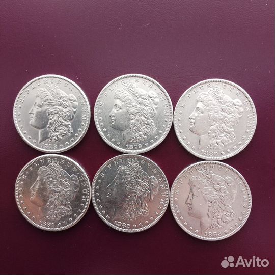 Монета серебро США доллар морган