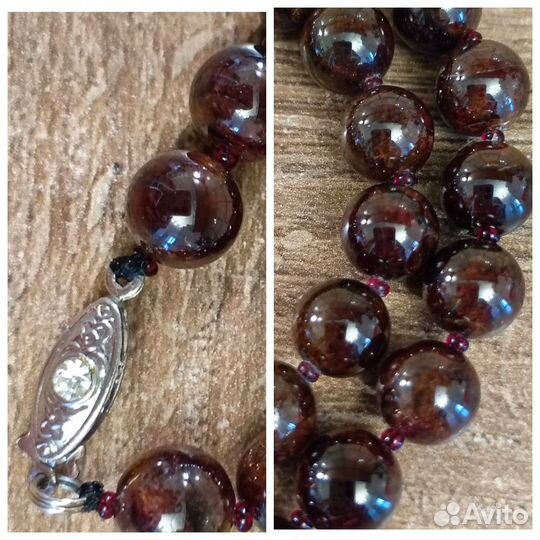 Бусы из натуральных камней:гранат,коралл
