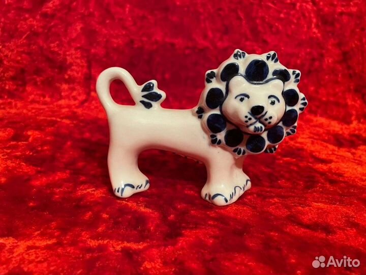 Статуэтка Лев гжель СССР