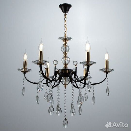 Люстра NH4920/6 COF+FGD кофе/золото/хрусталь 6х40В