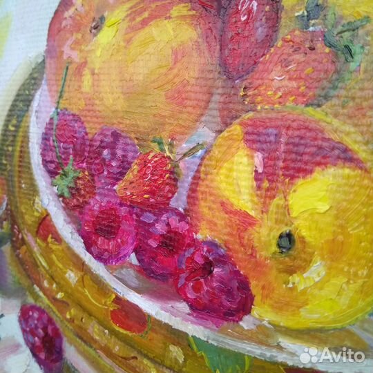 Картина маслом ягоды и фрукты, натюрморт маслом