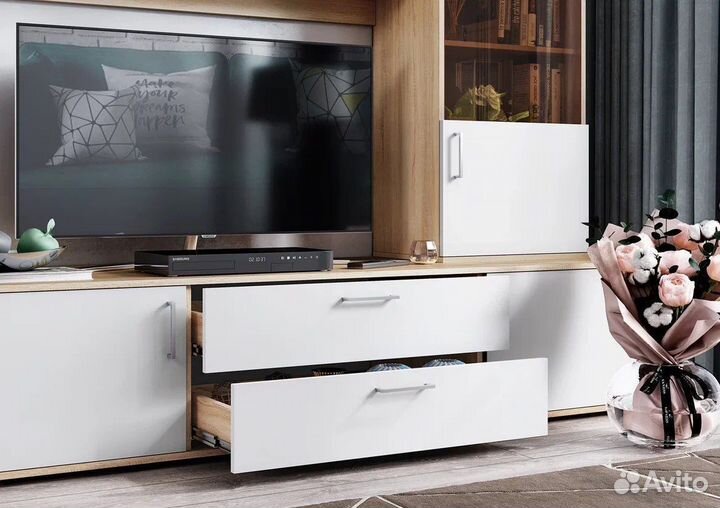 Тумба под телевизор с ящиками