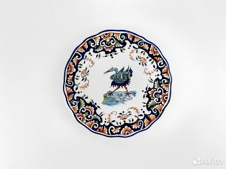 Антикварная тарелка, майолика, середина 20 века