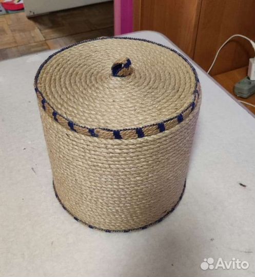 Корзина из джута с крышкой