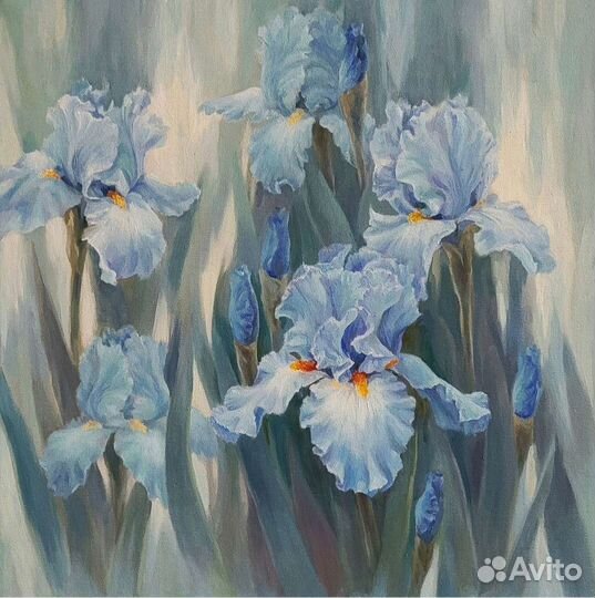 Картина маслом на холсте ирисы