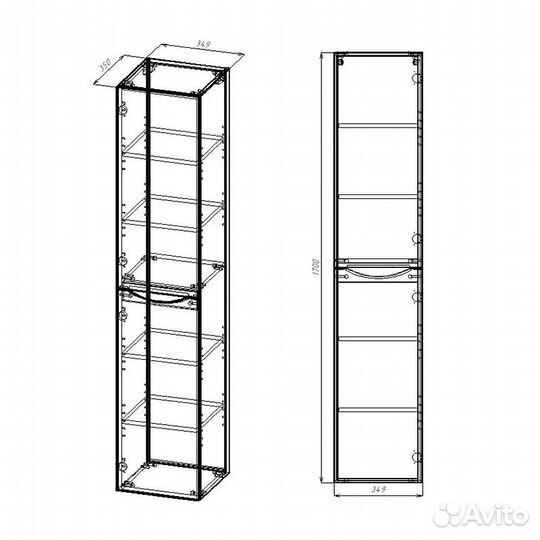 Шкаф пенал Vincea Mia 35 L VSC-2M170BT-L подвесно