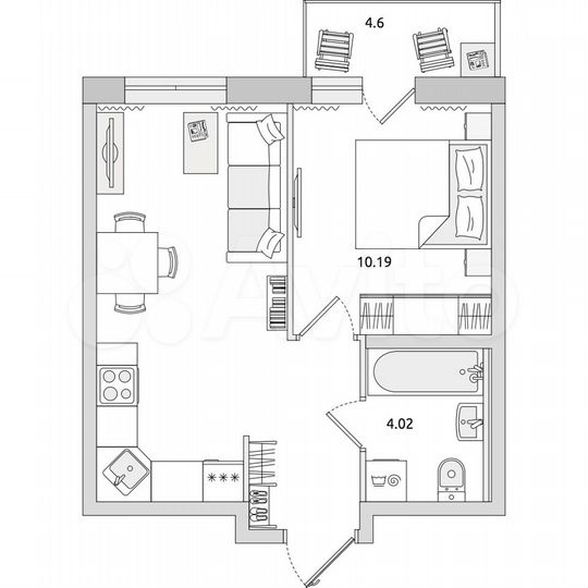 1-к. квартира, 38,2 м², 6/17 эт.