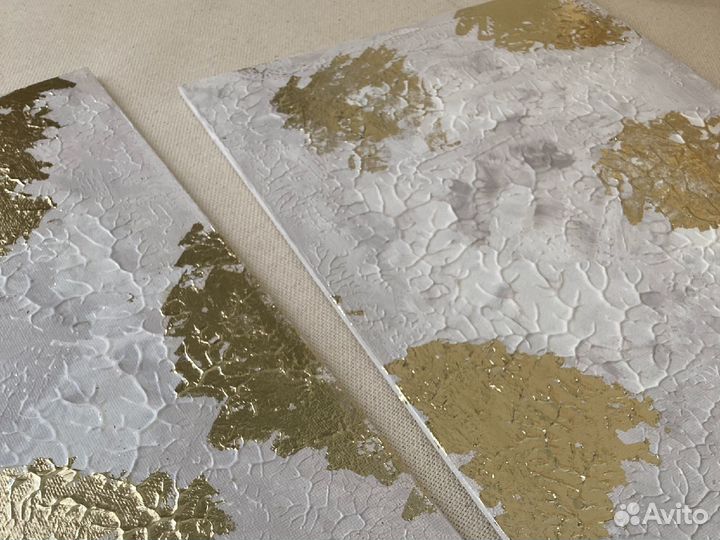 Абстракция с золотой поталью, 20х30 см