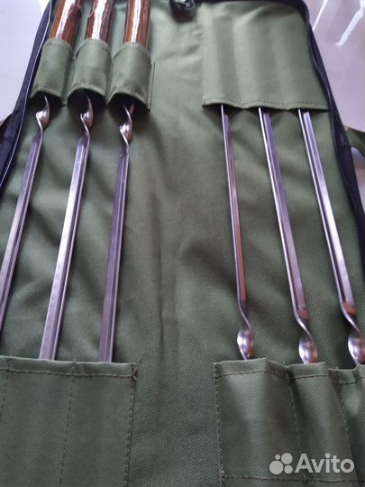 Шашлычный набор в футляре с ручкой эко