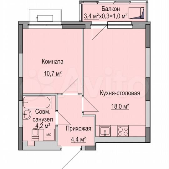 1-к. квартира, 37,3 м², 14/18 эт.