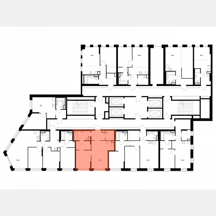 1-к. квартира, 44,9 м², 37/39 эт.