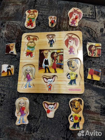 Деревянные пазлы вкладыши Барбоскины