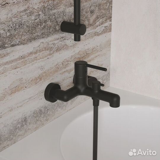 Смеситель для ванны, черный матовый, Aiger, iddis