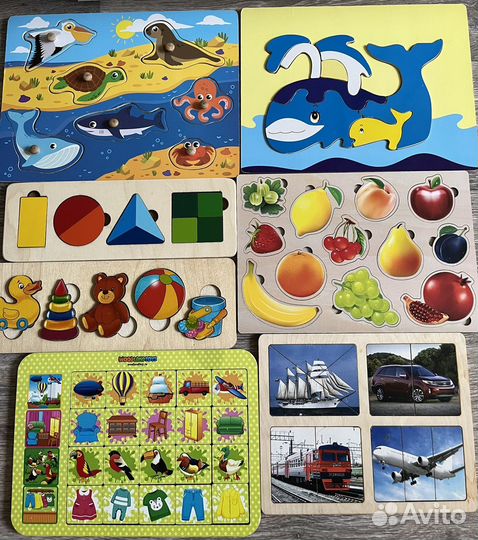 Развивающие игрушки, пазлы, вкладыши