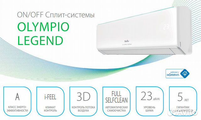 Кондиционеры Ballu Olympio legend NEW 2023 BSW-07H
