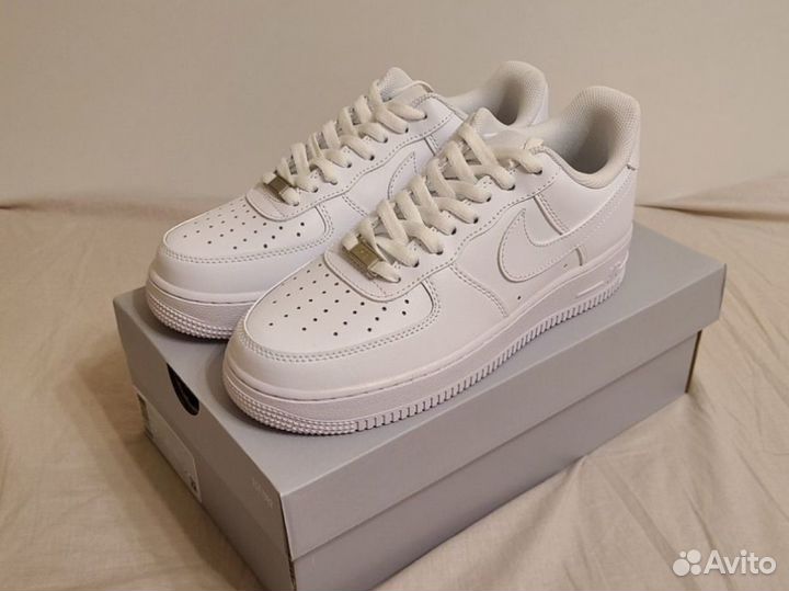 Кроссовки Nike Air Force Мужские Белые (Premium)