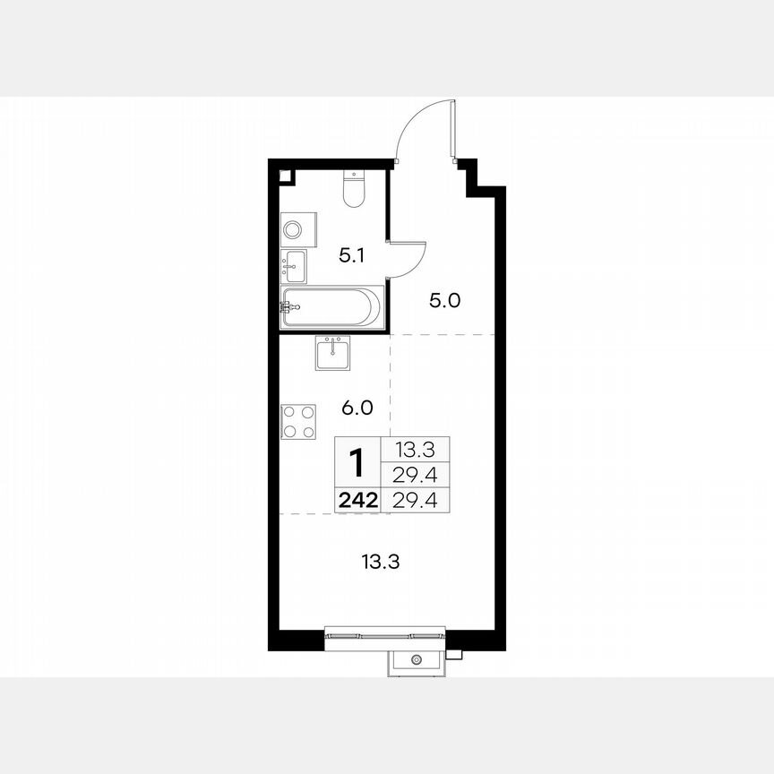 Квартира-студия, 29,4 м², 14/23 эт.
