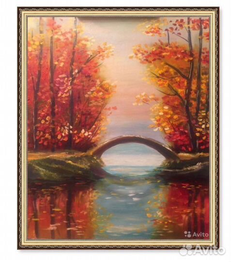 Картина маслом Яркая осень подарок учителю